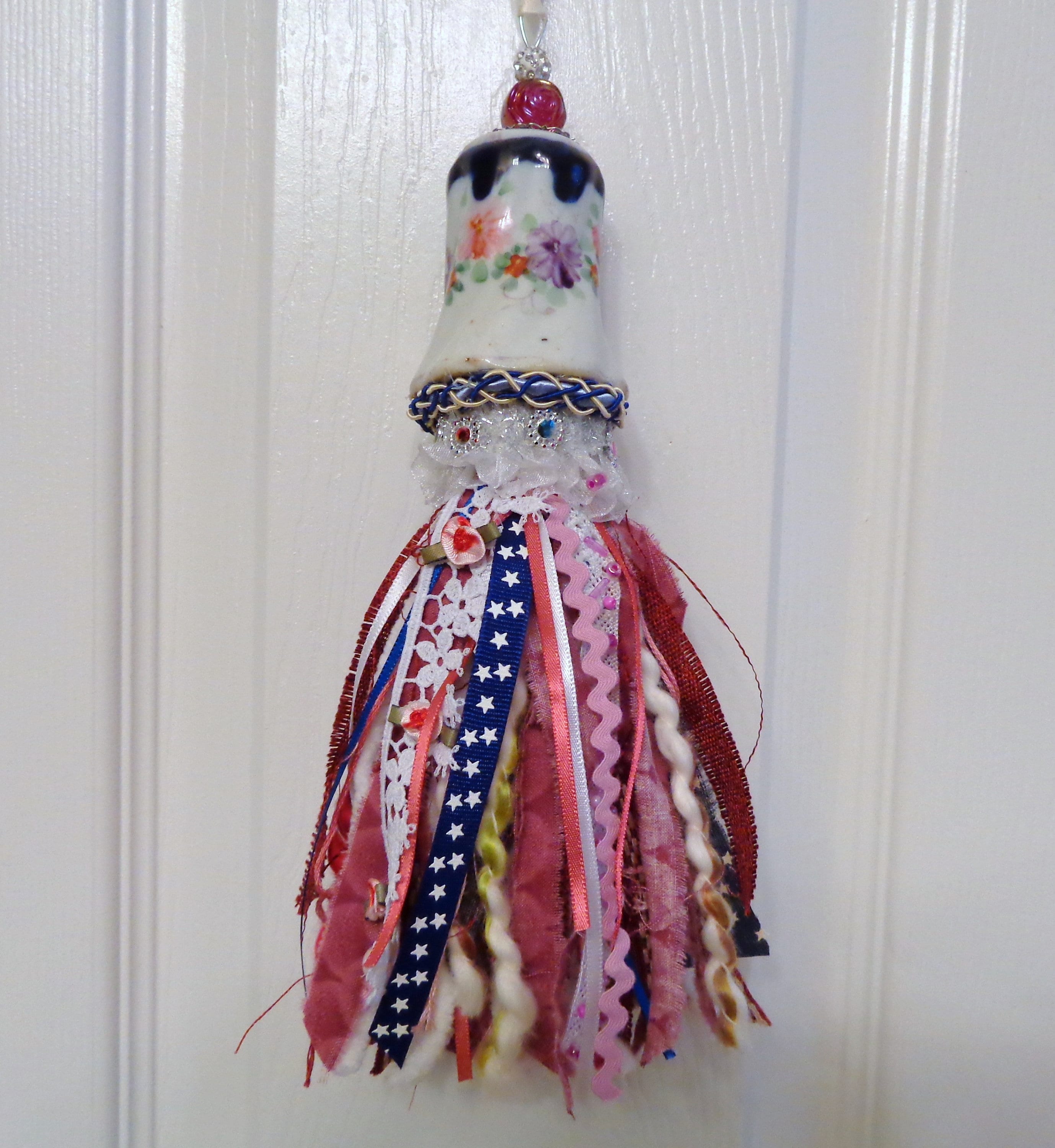 Vintage Porcelain Saltshaker Doorknob Tassel Hanger-by Floramiagarden