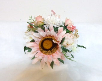Small Floral Centerpiece Arrangement-Light Pink Sunflower-Silk Flower Centerpiece Arrangement-Small Table Decor-by Floramiagarden
