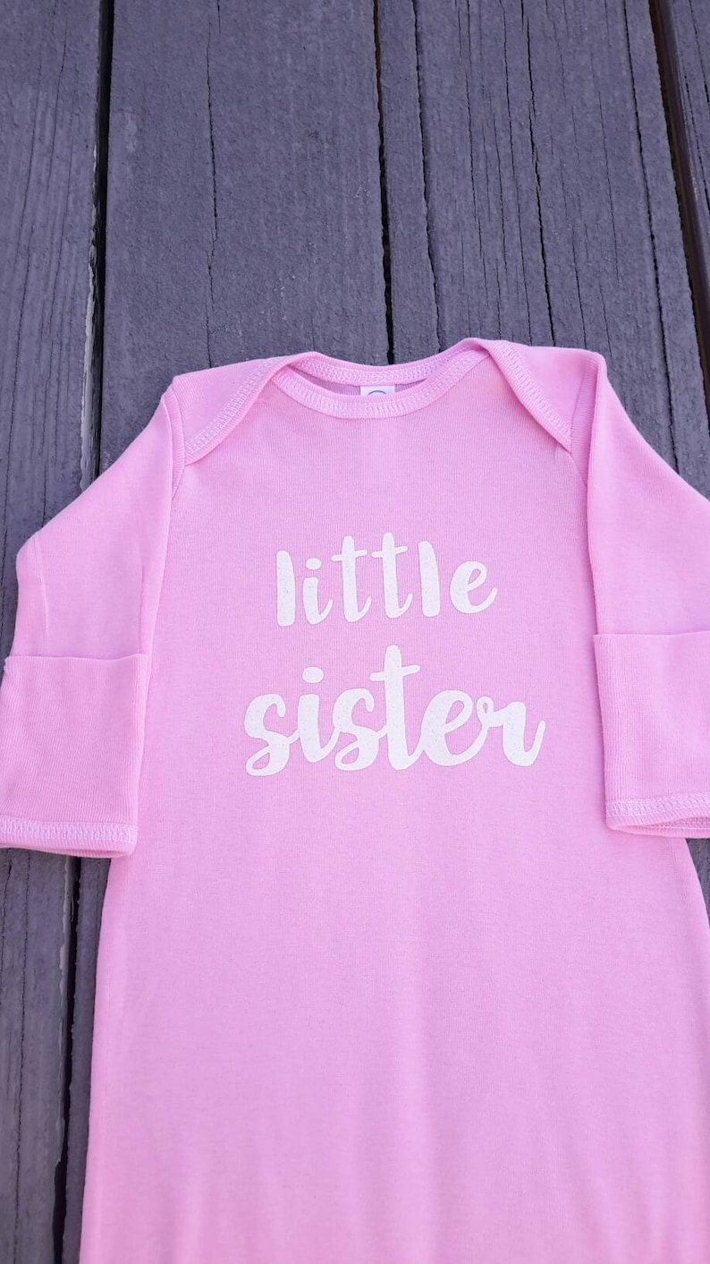 little sister sleep sack sleeper pink baby sister pajamas pj baby sibling sister baby shower gift white and pink fast shipping newborn