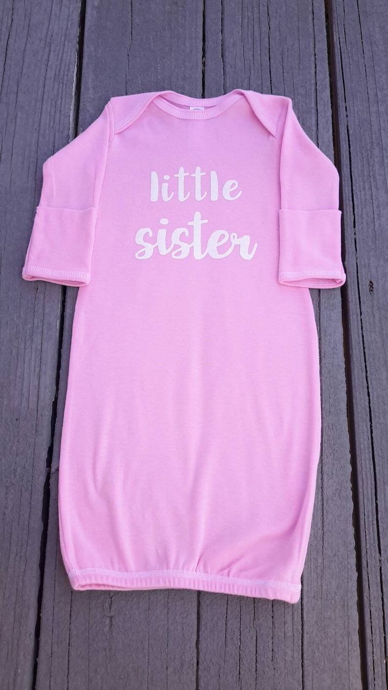 little sister sleep sack sleeper pink baby sister pajamas pj baby sibling sister baby shower gift white and pink fast shipping newborn