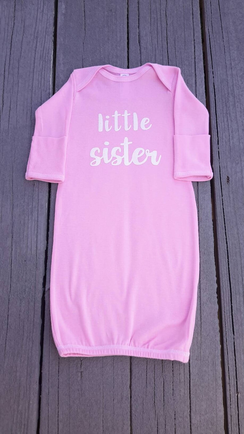 little sister sleep sack sleeper pink baby sister pajamas pj baby sibling sister baby shower gift white and pink fast shipping newborn