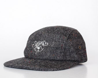 Doggy 5 Panel Grey Tweed Wool Cap