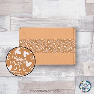 Happy Mail Packaging Tape Design: Lettered Pattern PNG (2.81&quot; x 6&quot;)