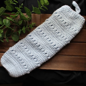 Crochet Grocery Bag Holder, Sustainable Storage Solutions, Practical Crochet Creations, Grocery Bag Storage, Crochet Grocery Organizer,