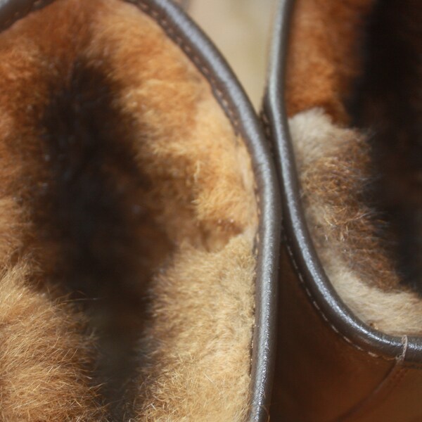 Chocolate Brown Unisex Possum Fur Lined Outdoor/Indoor Leather Winter Ug Boots M 10 / W 11 (AU size)