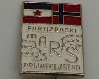 Yugoslavia and Norway Partisans march friendsh, TITO, Croatian vintage pin badge