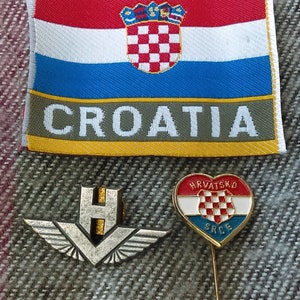 Collare di metallo delle forze armate croate insigni + patch vintage Croazia-šahovnica