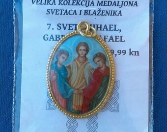 Saints Michael, Gabriel, and Raphae, Catholic medallion 2013. Made in Croatia !