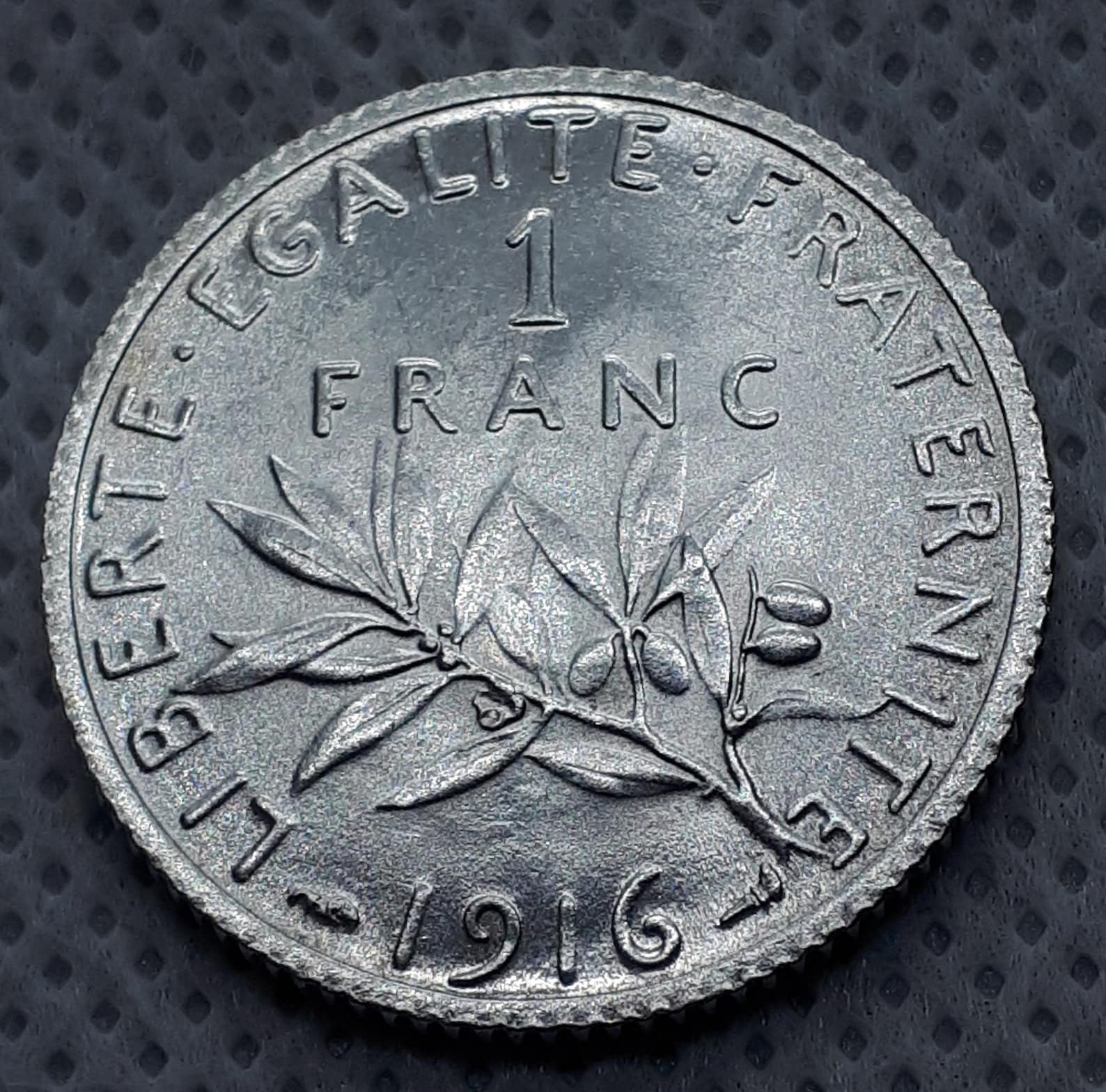 1 Franc 1916. France Silver Coin, REPUBLIQUE FRANÇAISE Original Silver