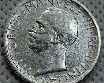 5 Lire 1927 R Italy silver coin King Vittorio Emanuele III Eagle silver coin - Original silver coin !