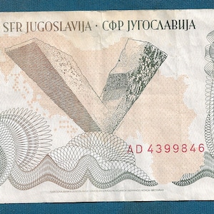 200 Dinara 1990. Denkmäler in KragujeVAC und Kozara, Jugoslawien Banknoten !