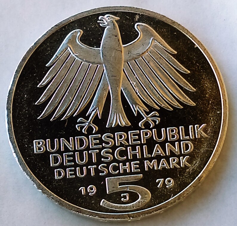 German Archaeological Institute 5 Deutsche Mark 1979 Original silver coin !