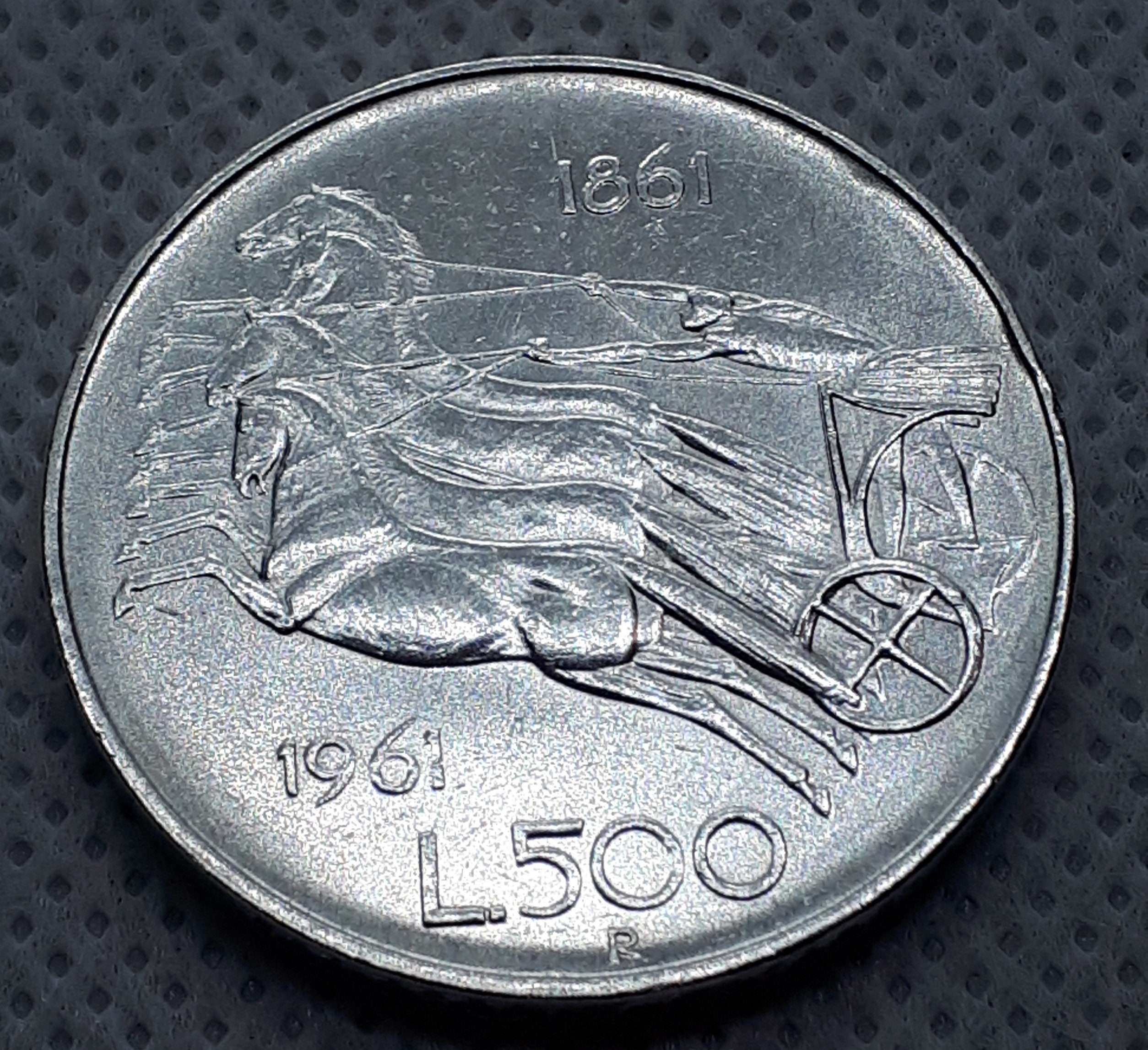 Moneta d'argento commemorativa da 500 lire 1861-1961 Italia Moneta