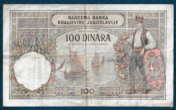 Original banknotes ! Serbia Kingdom Of Yugoslavia 100 Dinara 1929
