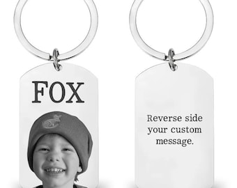 Personalized Photo Dog Tag Keychain: Engraved Stainless Steel Keepsake