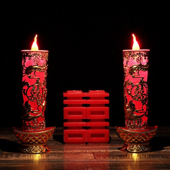 Dragon & Phoenix Electric LED Candles Chinese Wedding Etsy