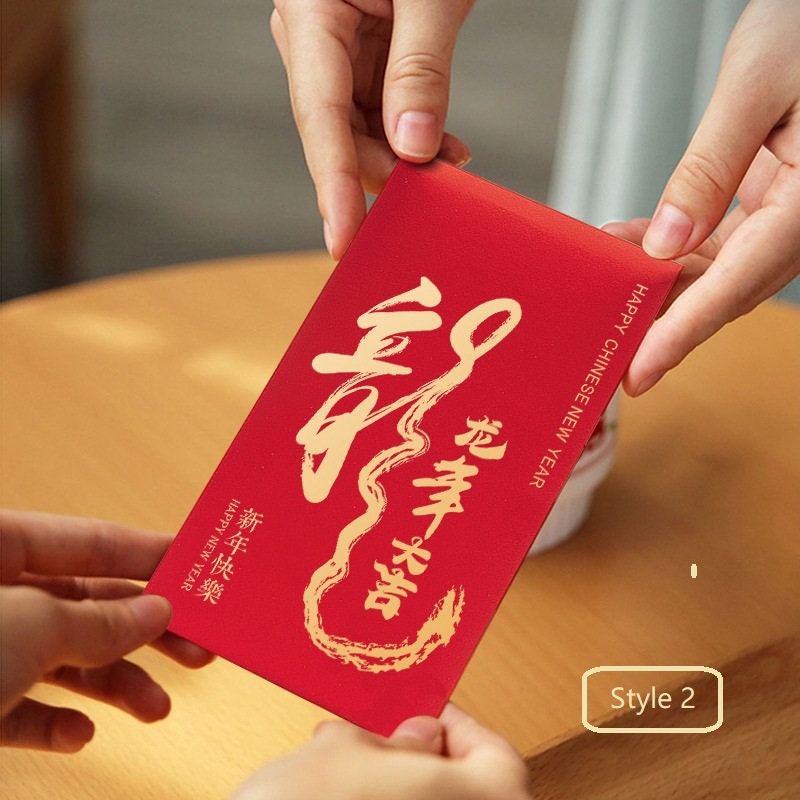 10x Asian Chinese Lunar New Year Year of Dragon 2024 Red Envelopes Packets  Pockets, Hongbao Ang Pao Ang Pao Custom Logo 