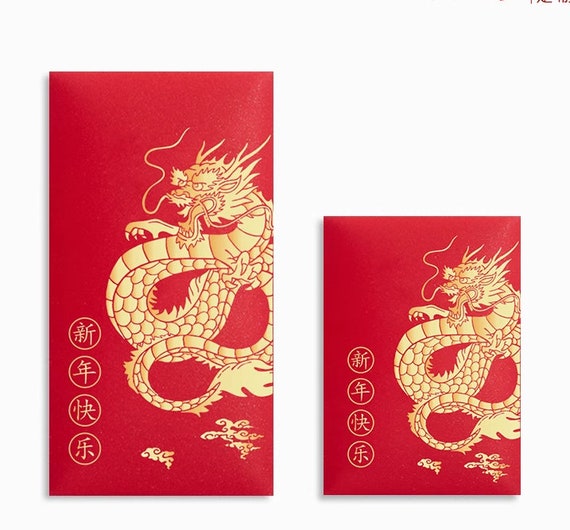 10x Asian Chinese Lunar New Year Year of Dragon 2024 Red Envelopes Packets  Pockets, Hongbao Ang Pao Ang Pao Custom Logo 