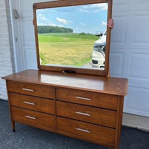 vintage lane dresser with mirror Mid-Century Walnut w/Mirror Upscale Consignment Lane Dresser With Mirror -