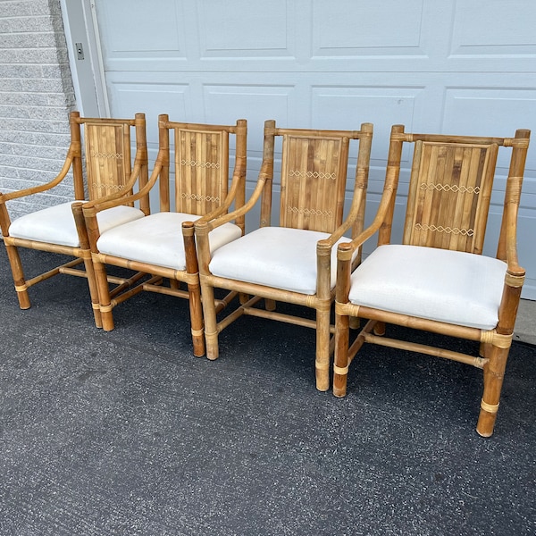 Vintage Elephant Bamboo Rattan Wicker Dining Chairs - shipping is estimated, message for a wuote