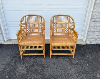 Brighton Pavilion Style Fretwork Bamboo Chairs Chippendale Set of 2 - shipping is estimated, please reach out for an exact quote