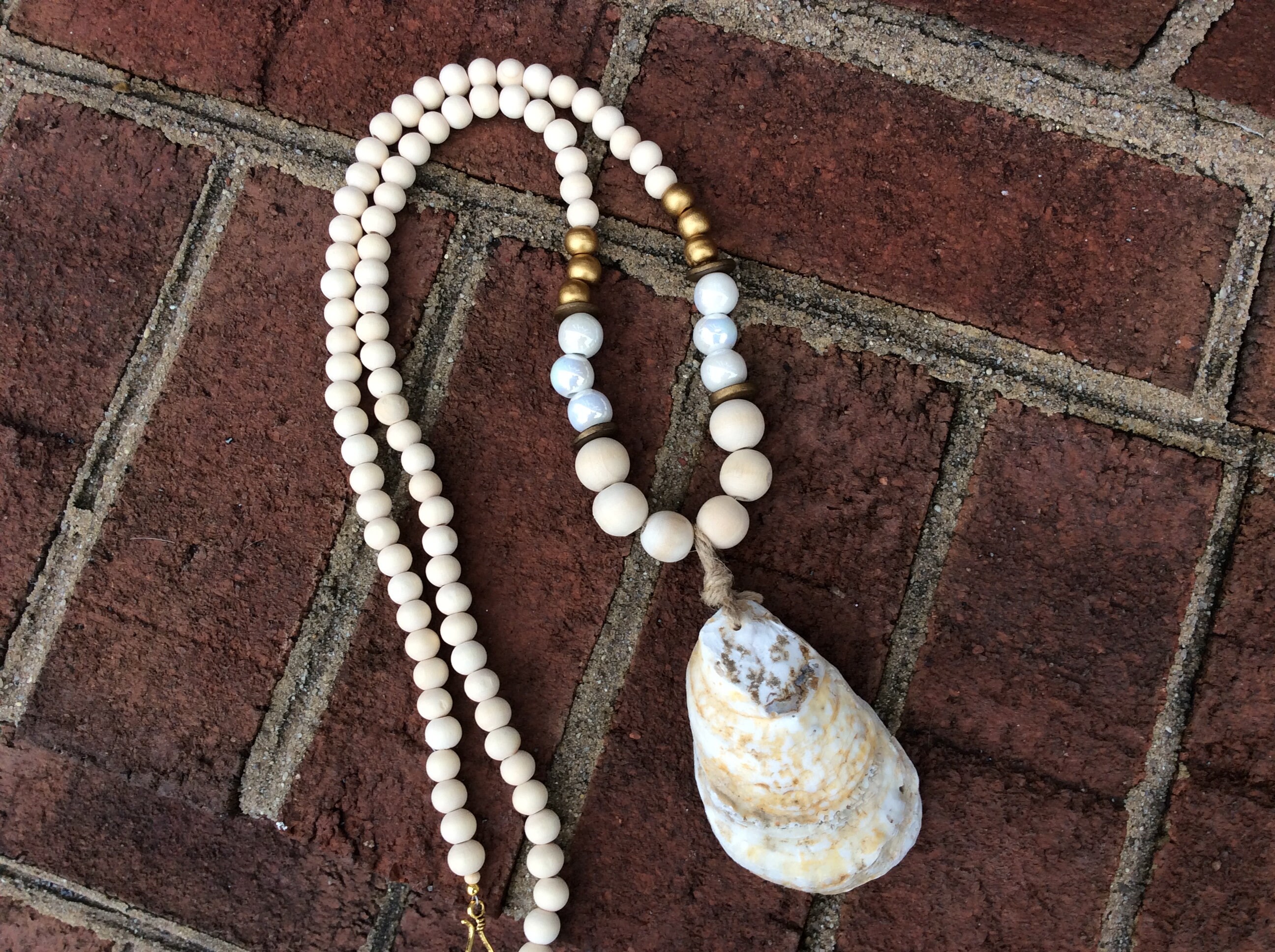 Natural Oyster Shell Necklace Etsy