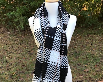 Black Cream and Pink/Tan Oversized Scarf