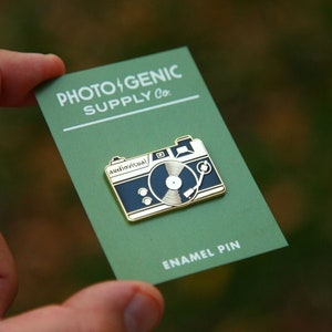 Audiovisual Enamel Pin (Gold) - SLR Film Camera Vinyl Record Player Retro Analog Lapel Pin