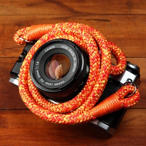 Touw camerariem (zonsondergang) | Handgemaakte premium camerariem