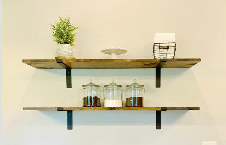 Floating Wood Shelves Floating Shelves With Brackets Kitchen Etsy