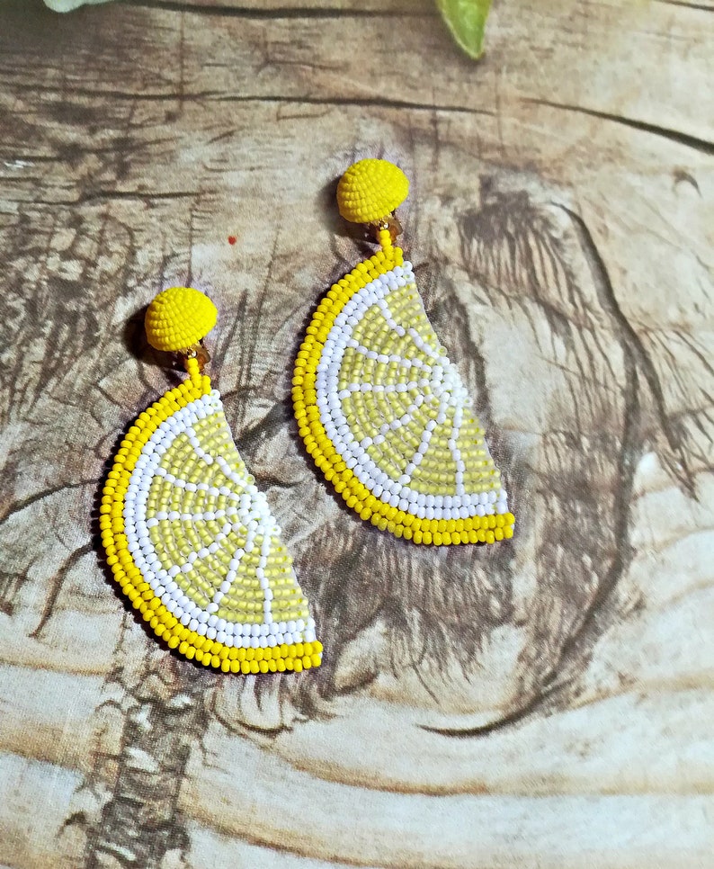 Bead Embroidery watermelon Fruit Earrings/ food earrings/ Etsy