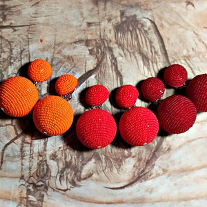 Bon Bon Earrings. Ball drop earrings. Bonbons earrings. Multicolor ball drop earrings, Beads dangle earrings with two crochet balls image 6