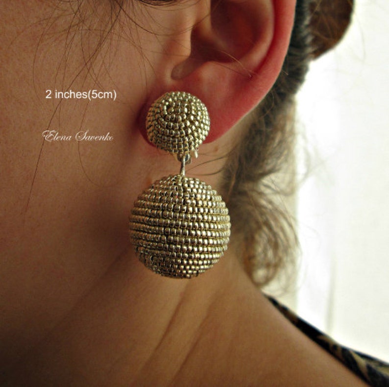 Bon Bon Earrings. Ball drop earrings. Bonbons earrings. Multicolor ball drop earrings, Beads dangle earrings with two crochet balls image 2