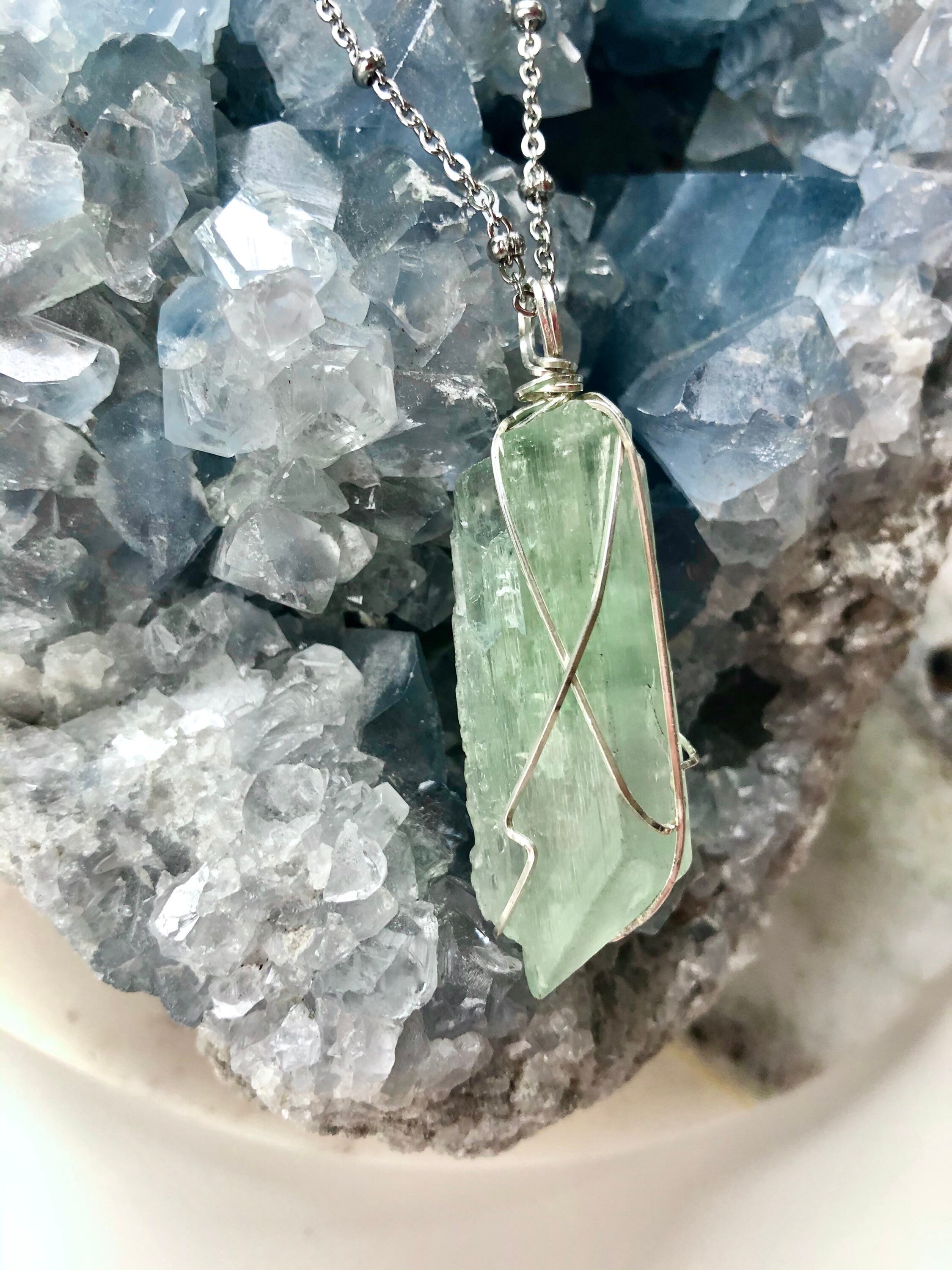 MEND Hiddenite Pendant Sterling Silver Jewelry Hiddenite Etsy