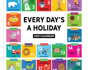everydays a holiday calendar 2021 Mini Wall Calendar Etsy everydays a holiday calendar 2021