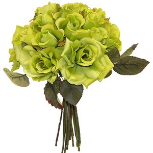 ARTIFICIAL Rose Bouquet Pack 18 Stems 12in Apple Green ARTIFICIAL