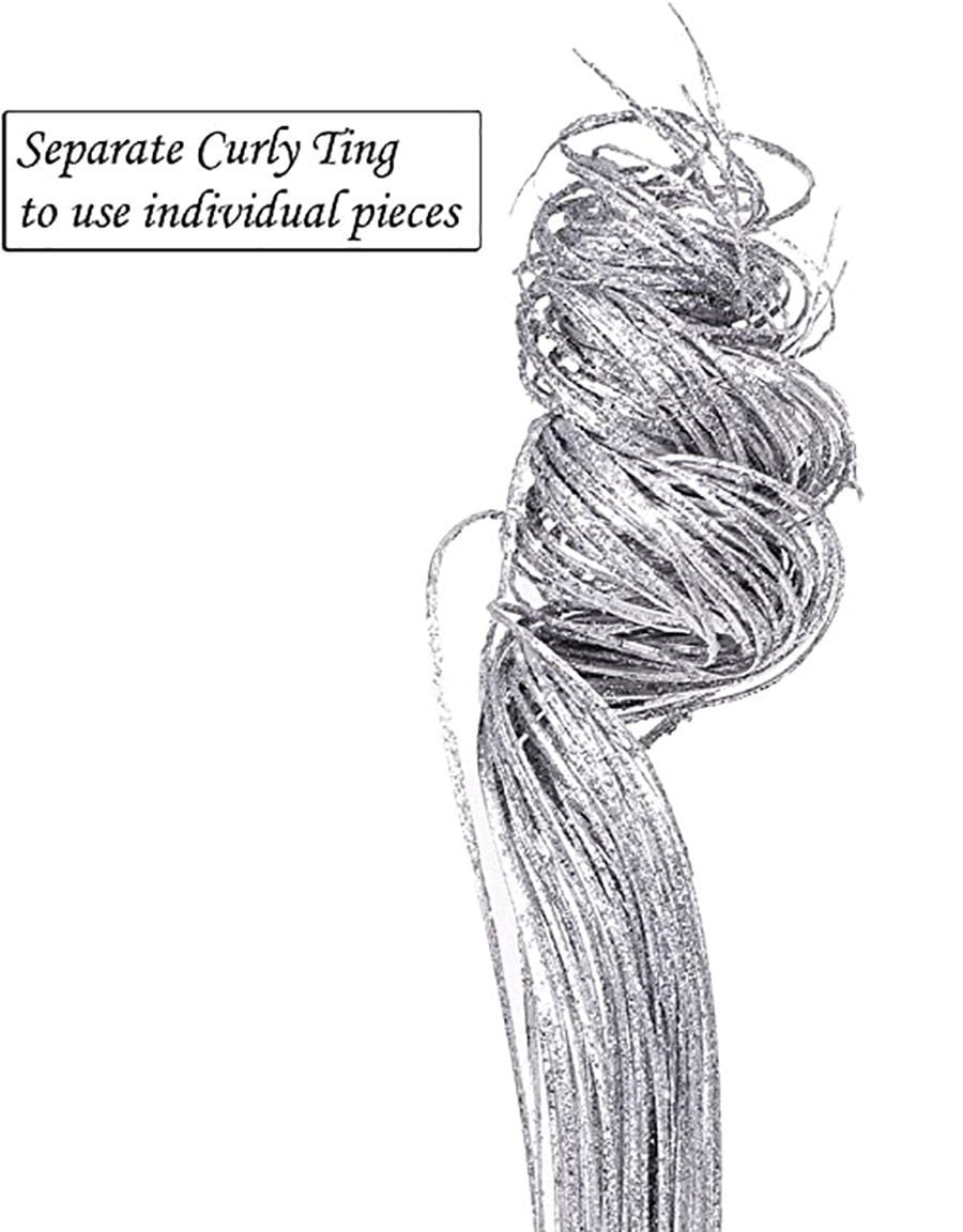 ARTIFICIAL Curly Ting Sparkle Glitter Pack of 40-50 Stems 2ft Silver ARTIFICIAL