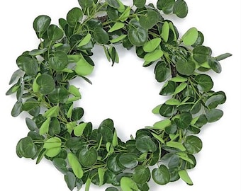 ARTIFICIAL Pilea Leaf Wreath 19in Green ARTIFICIAL