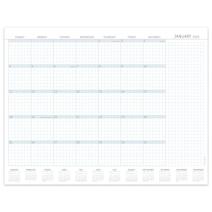 May include: A blank monthly calendar planner for January 2026. The calendar has a grid layout with each day of the week labeled. The calendar is printed on white paper with blue lines.