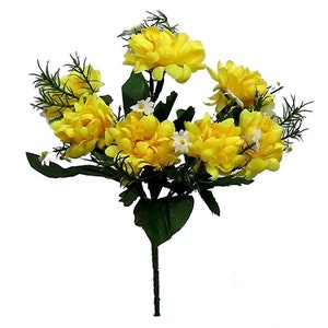 ARTIFICIAL Mini Mum Bush Pack of 12 Bushes 12in Yellow ARTIFICIAL