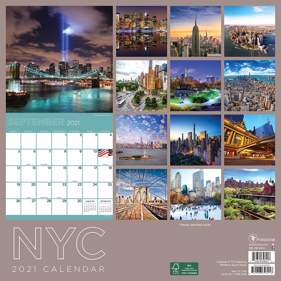 2021 NYC Wall Calendar 12x12 Etsy