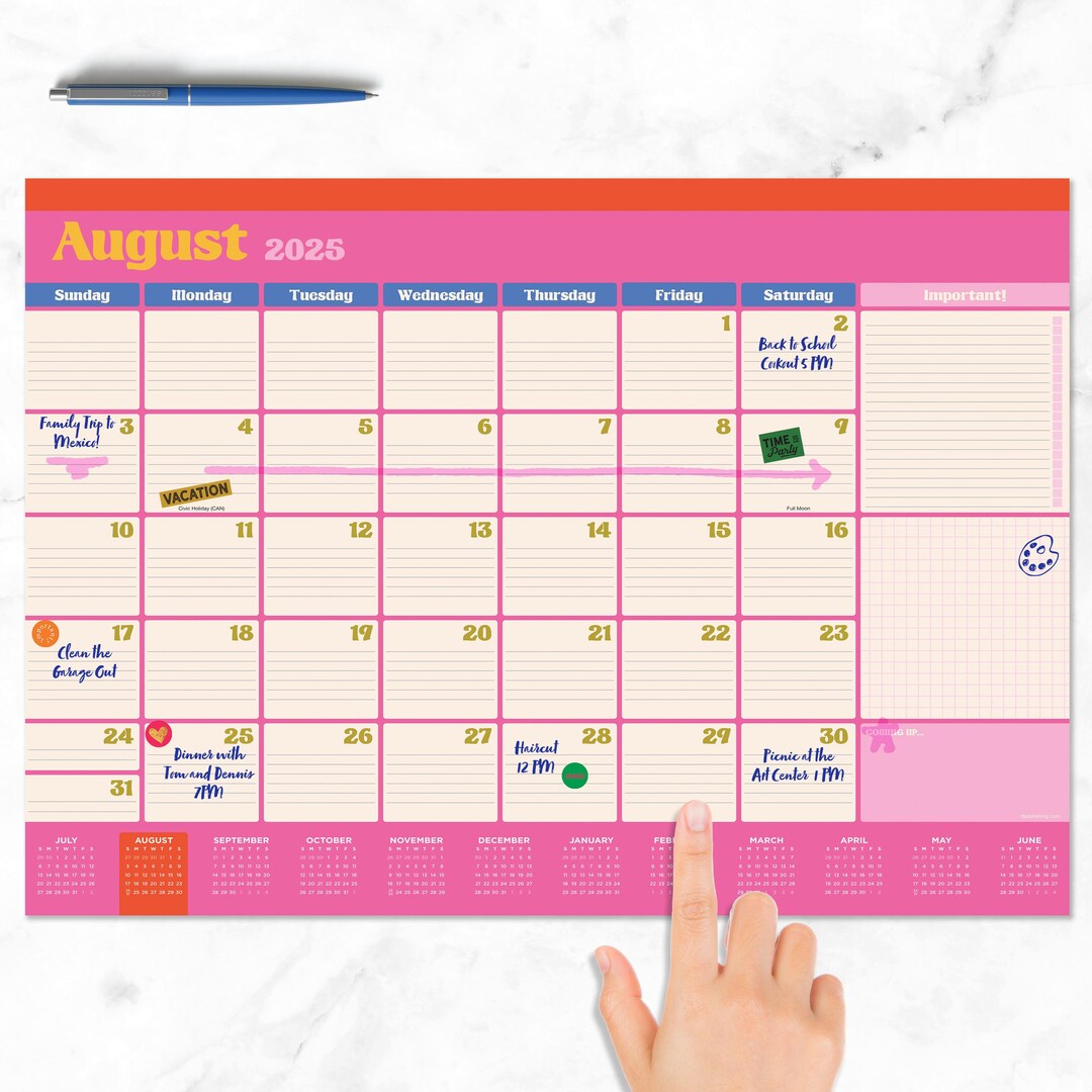 July 2025 June 2026 Sherbet Medium Desk Pad Monthly Blotter Calendar