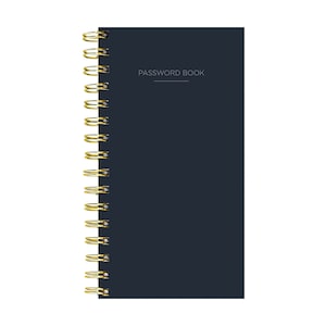 Black 3.5" x 6.5" Spiral Password Book