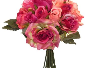 Bouquet Di Fiori Artificiali Di Peonia Di Seta Rosa Rosa Da 30 Cm 5 Grandi Teste