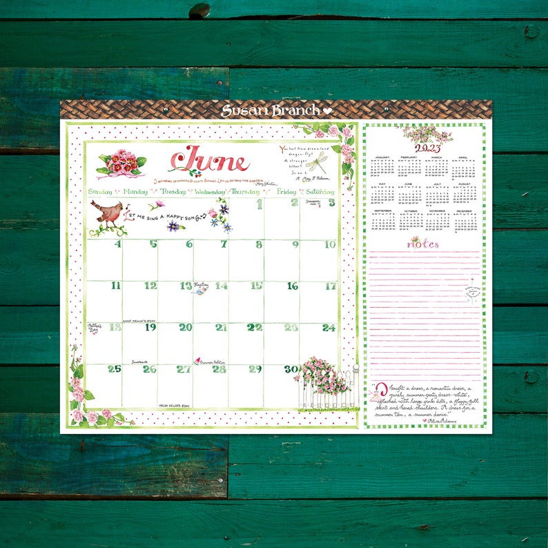 2023 Susan Branch Desk Pad Large Monthly Blotter Calendar Etsy