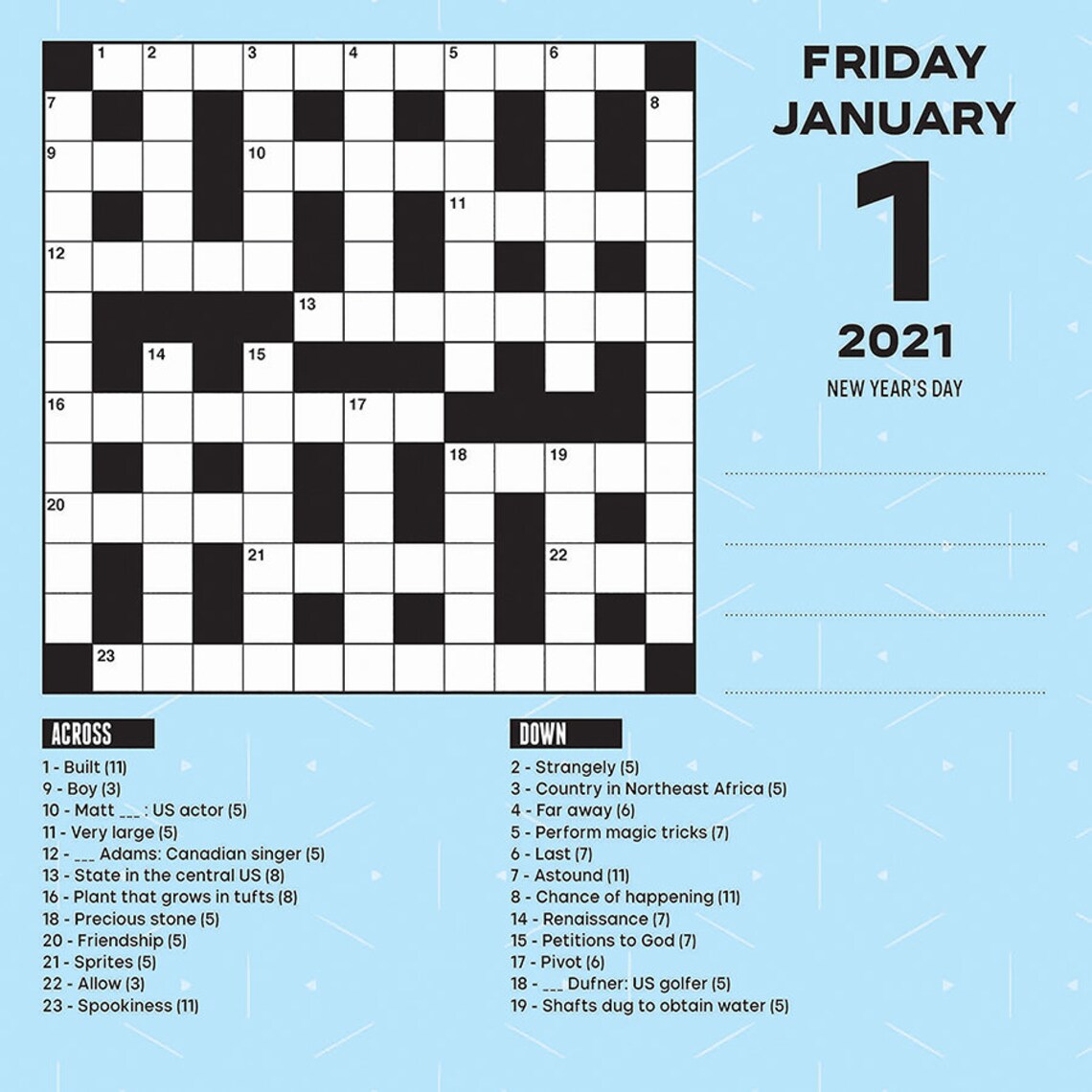 2021 Crossword Puzzles Daily Desktop Box Calendar 5.25x5.25 Etsy