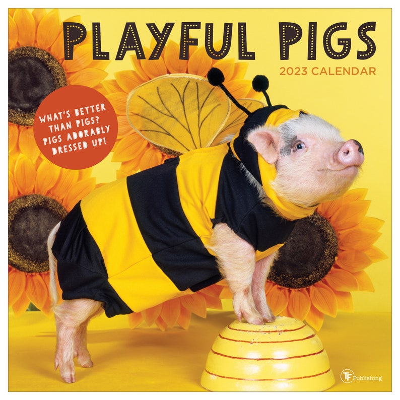 2023 Playful Pigs Wall Calendar Etsy