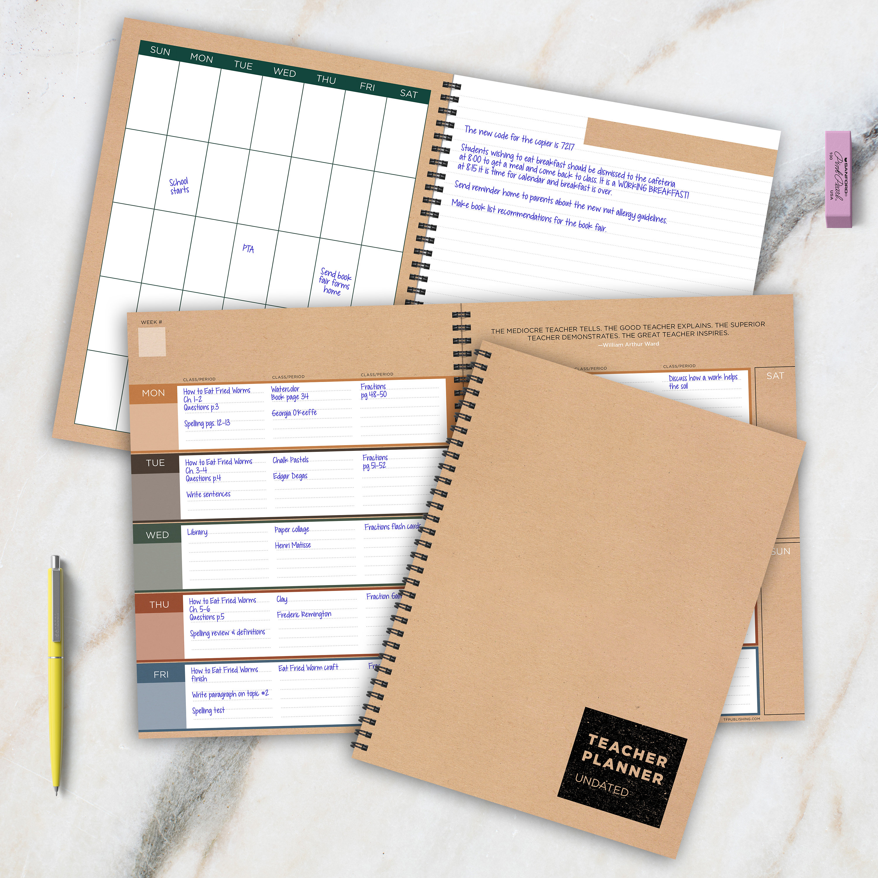 UNDATED Teacher 9x11 Lesson Planner - Perfect for Homeschooling Plans…
