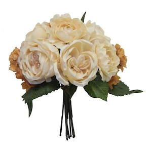 ARTIFICIAL Cabbage Rose Bouquet 9 Stems 12in Khaki ARTIFICIAL