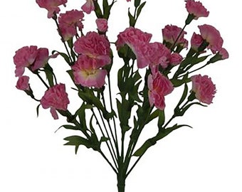 ARTIFICIAL Mini Carnation Bush 14 Stems 18in Pink ARTIFICIAL